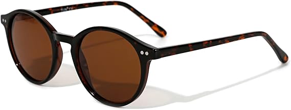 Vintage Small Round Sunglasses for Women Men.Stylish Polarized UV400 Colored Lens.Tinted Sun Glasses.Classic Sunnies