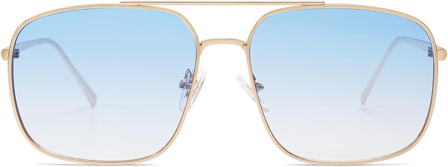 Trendy Square Aviator Sunglasses for Women Men