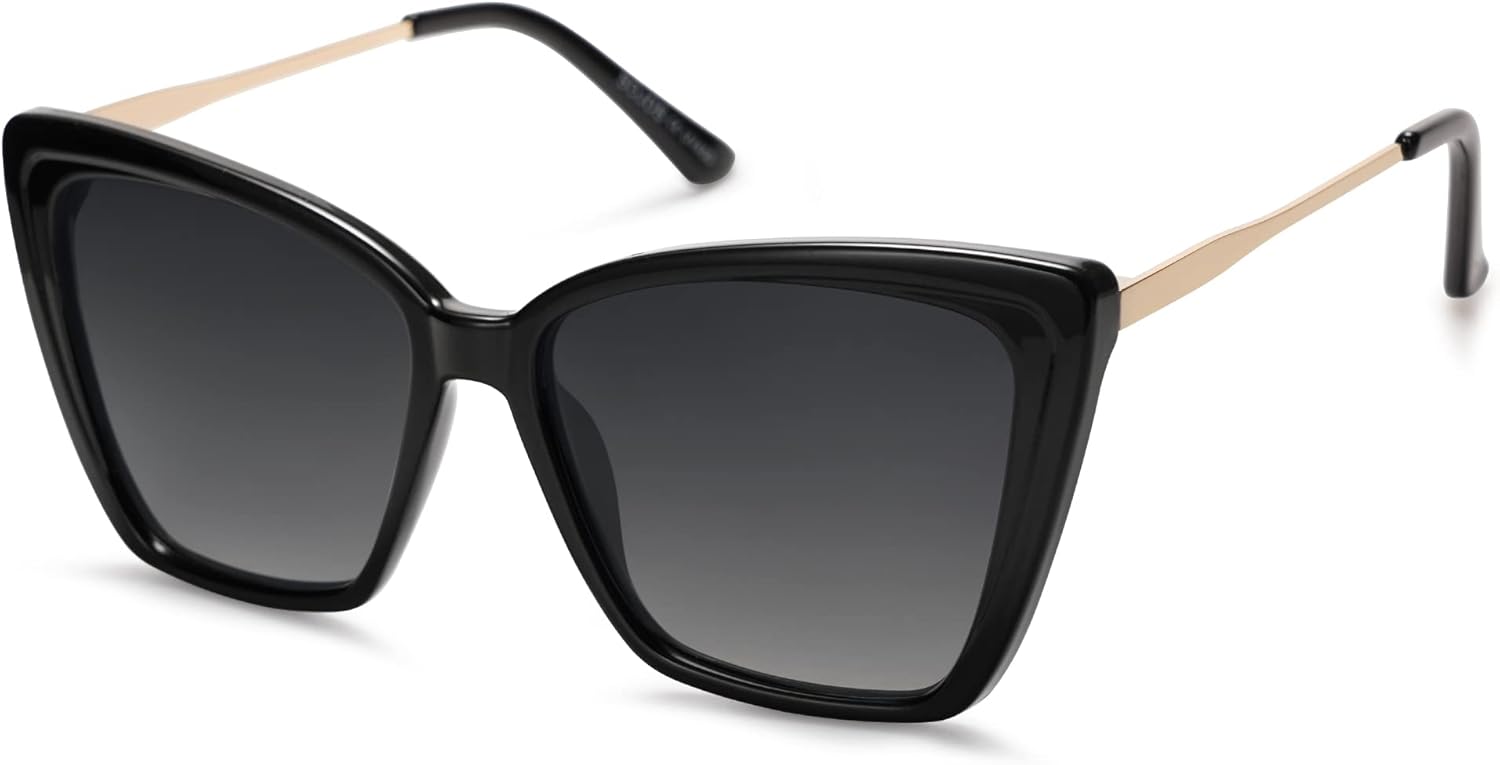 Trendy Polarized Sunglasses For Women Retro Womens Oversized Square Cat Eye Sun Glasses UV Protection SJ2206