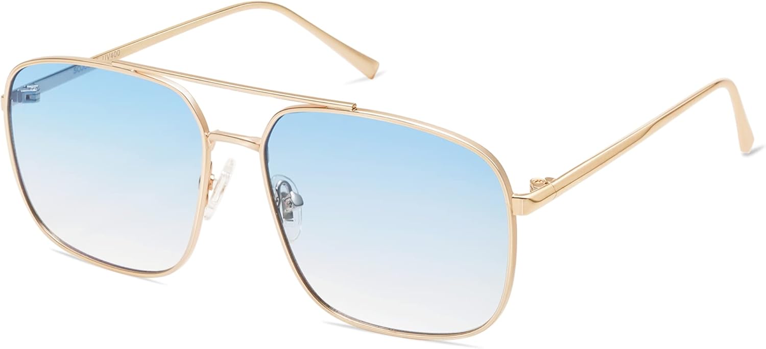 Trendy Square Aviator Sunglasses for Women Men