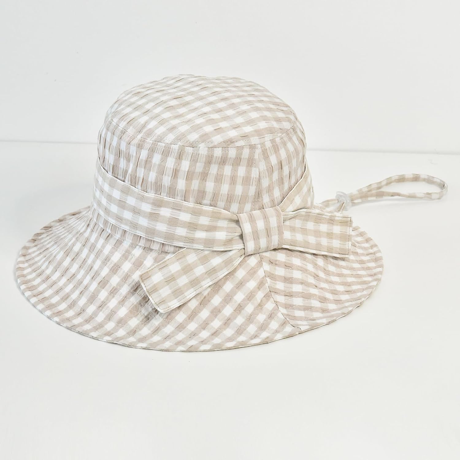 Women's Summer Plaid Sun Hat 100% Cotton Beach UV Protection Fishing Hat