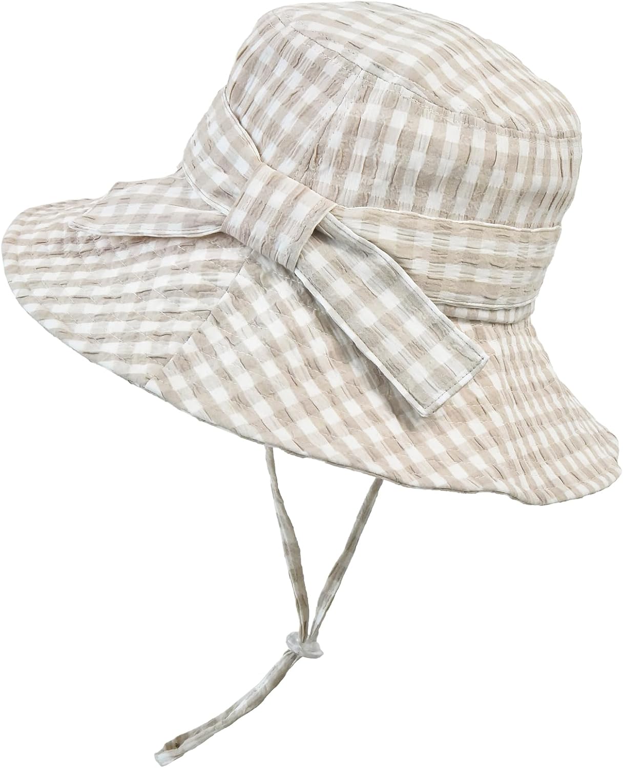 Women's Summer Plaid Sun Hat 100% Cotton Beach UV Protection Fishing Hat