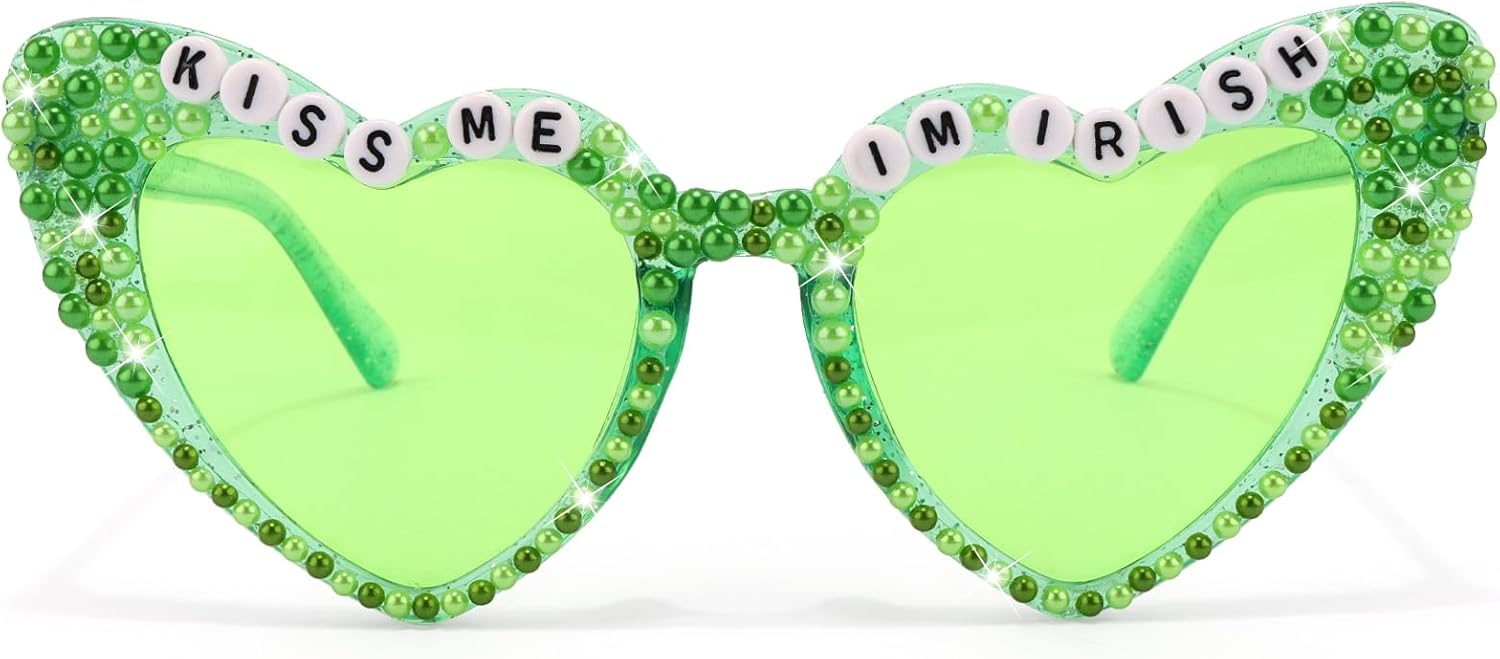 Green Heart-shaped Sunglasses for Women
