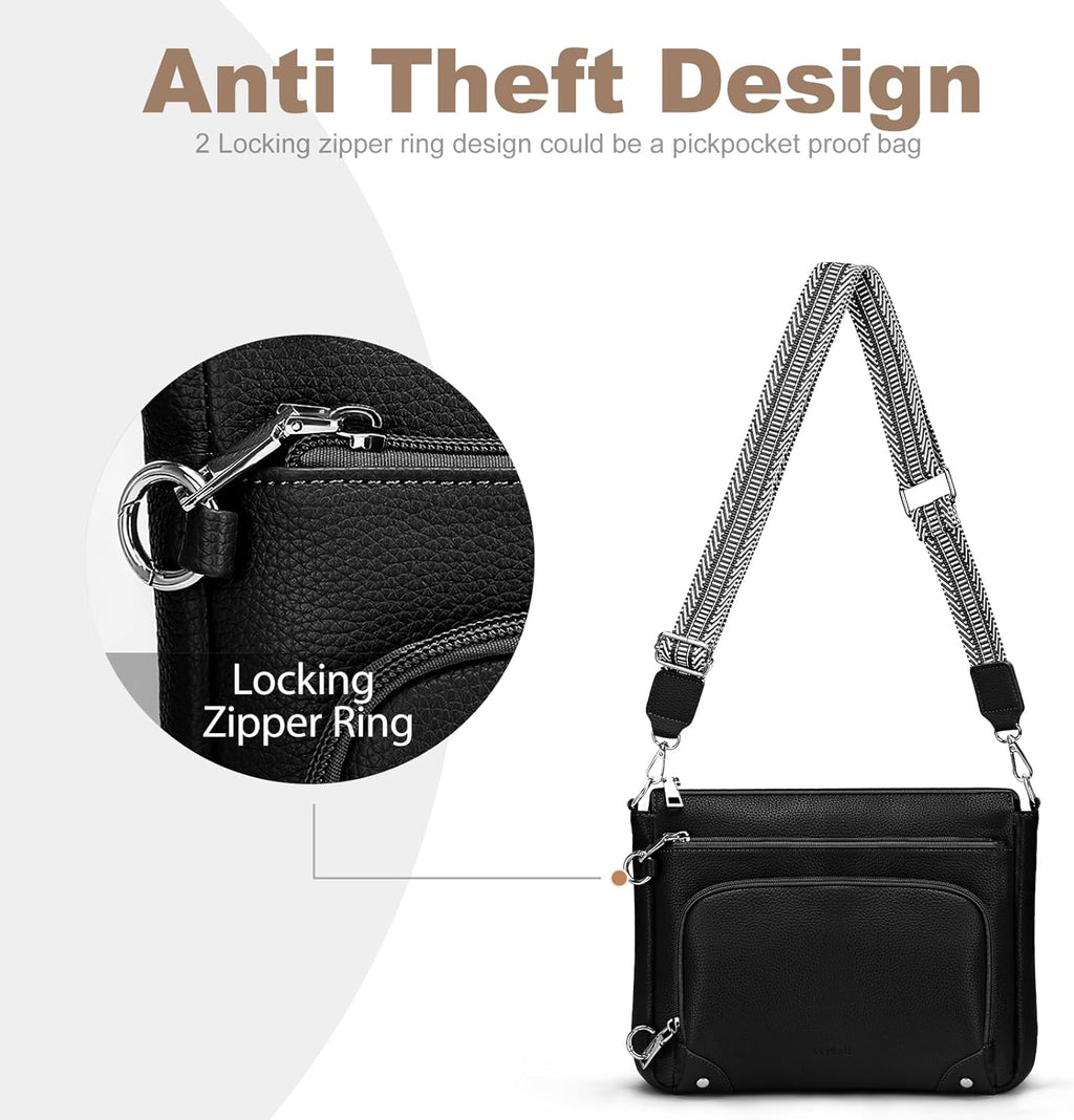 Anti-Theft Crossbody Purse for Women. Crossbody Shoulder Bag with Built-in Wallet & RFID Blocking for Travel Workout