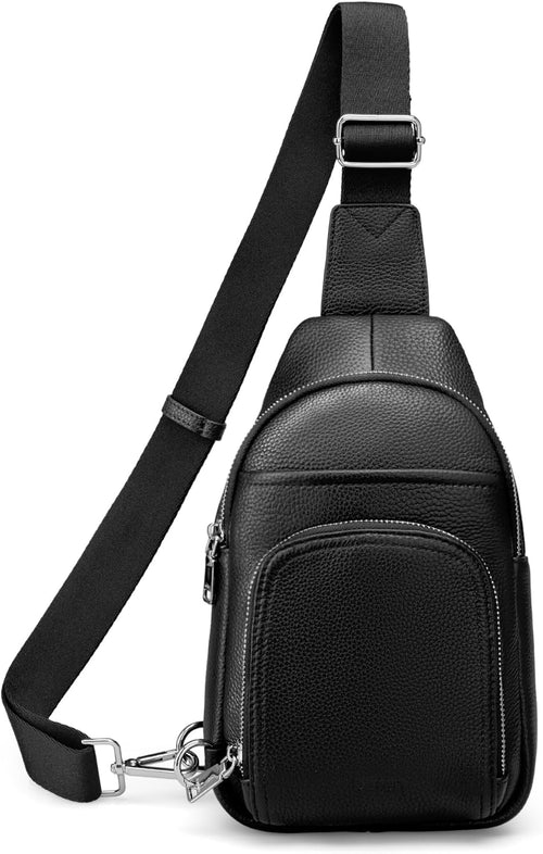 Genuine Leather Small Crossbody Sling Bags for Women Anti-Theft Fanny Packs Chest Bags Purse with Built in RFID Wallet