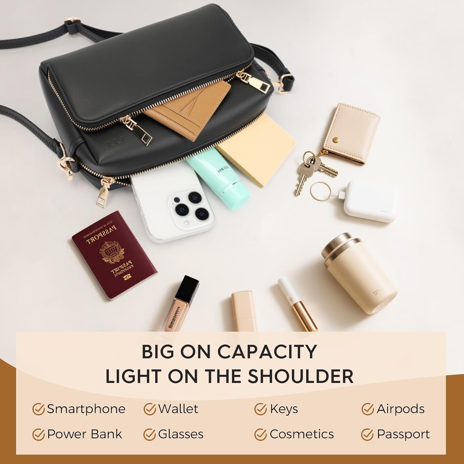 Small Crossbody Bags for Women Vegan Leather Crossbody Purses for Women Travel with Adjustable Shoulder Strap