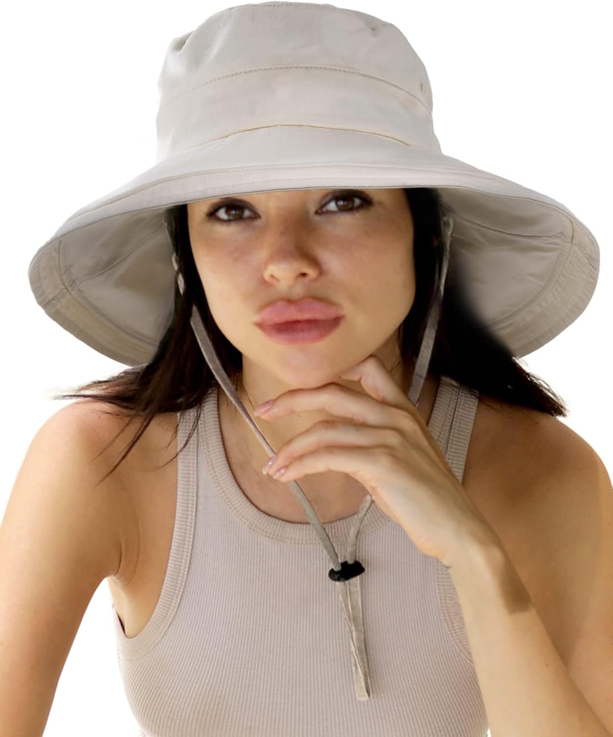 Sun Hats for Women Gardening Hat Wide Brim Ponytail Beach Sun Protection Breathable Cotton Summer Hat with Fold-Up Brim