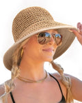 Summer Straw Beach Sun Hats for Women UPF 50 Floppy Wide Brim Travel Bucket Hat Foldable Packable