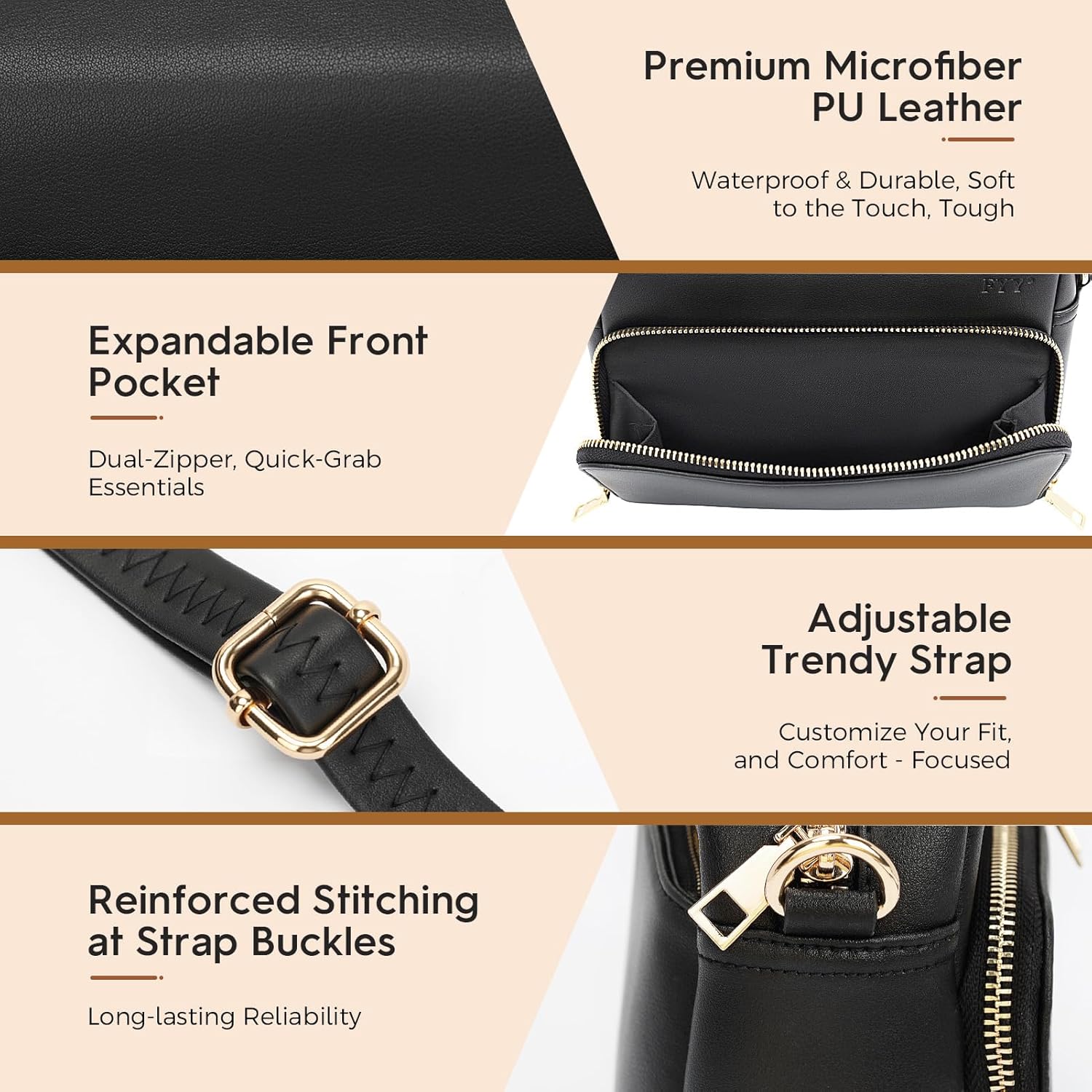 Small Crossbody Bags for Women Vegan Leather Crossbody Purses for Women Travel with Adjustable Shoulder Strap