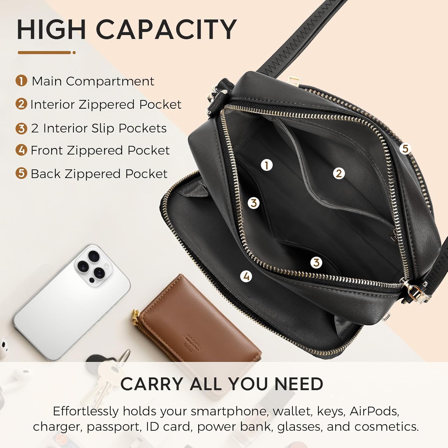 Small Crossbody Bags for Women Vegan Leather Crossbody Purses for Women Travel with Adjustable Shoulder Strap