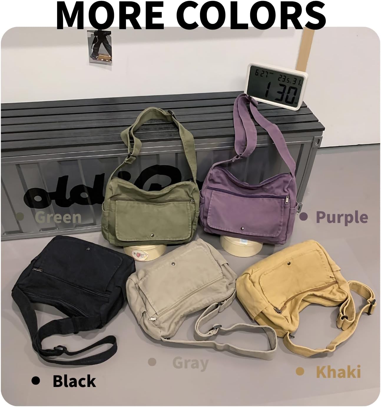 Canvas Messenger Bag for Women Men Crossbody Tote Bag with Multiple Pockets Vintage Satchel