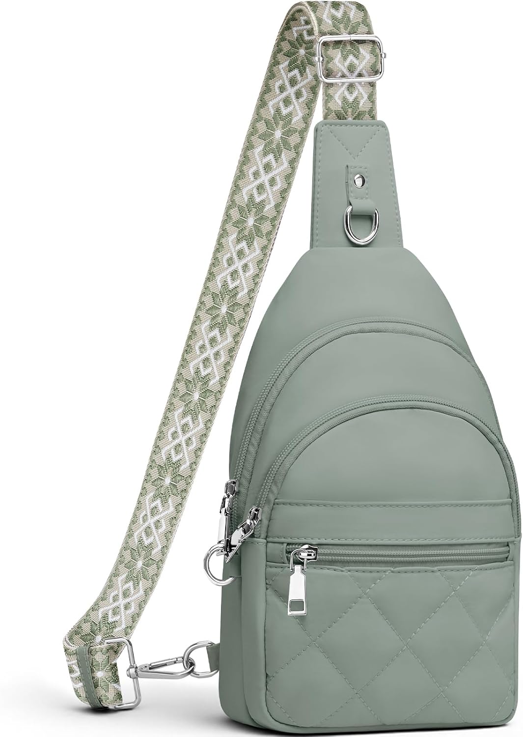 Sling Bag for Women. Anti-Theft RFID Crossbody Bag Nylon Sling Purse for Travel. Puffy Small backpack for Daily Hiking Sports Green