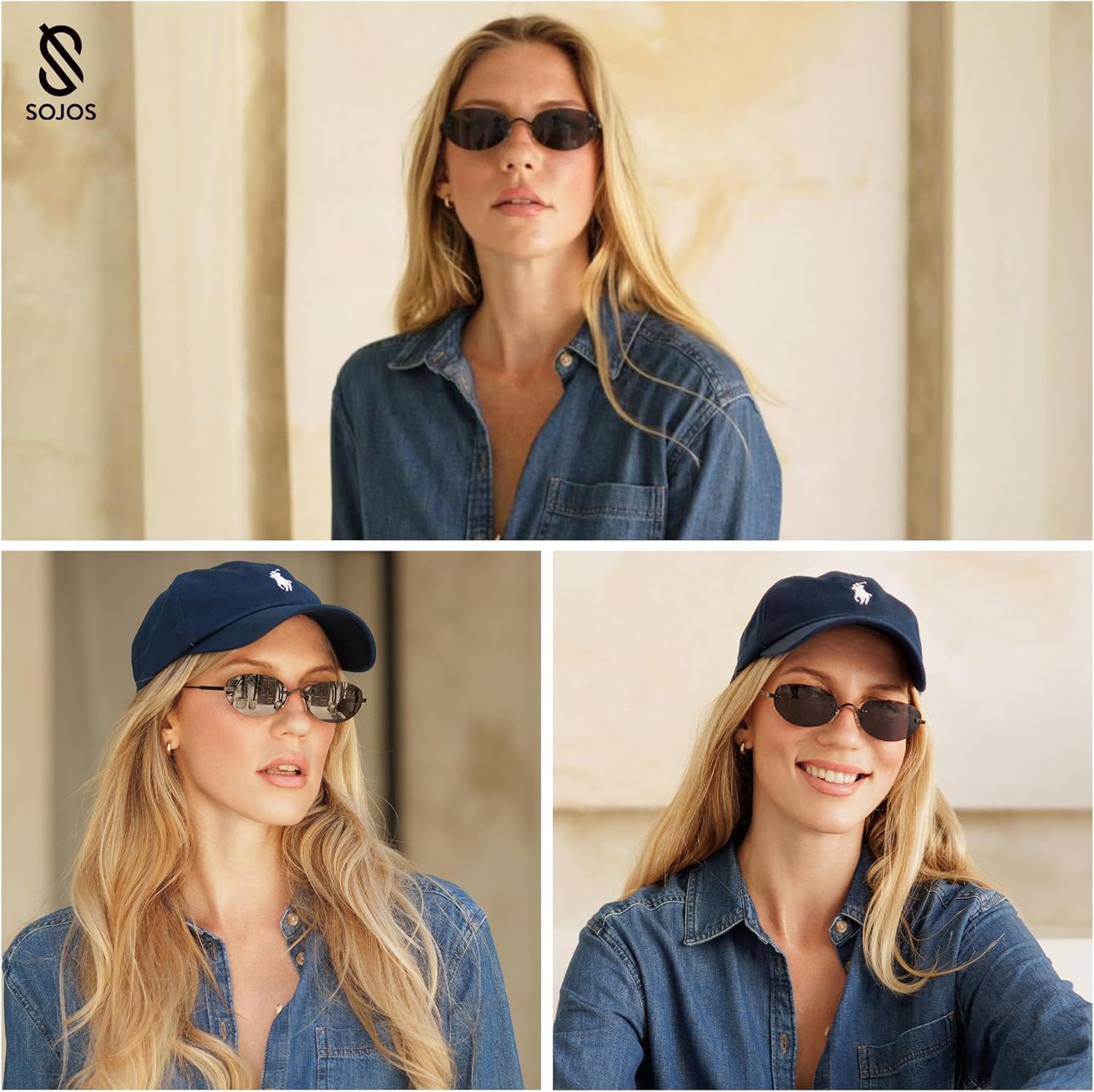 Retro Small Oval Sunglasses Womens Trendy Rimless Sun Glasses Vintage Narrow Shades SJ1242