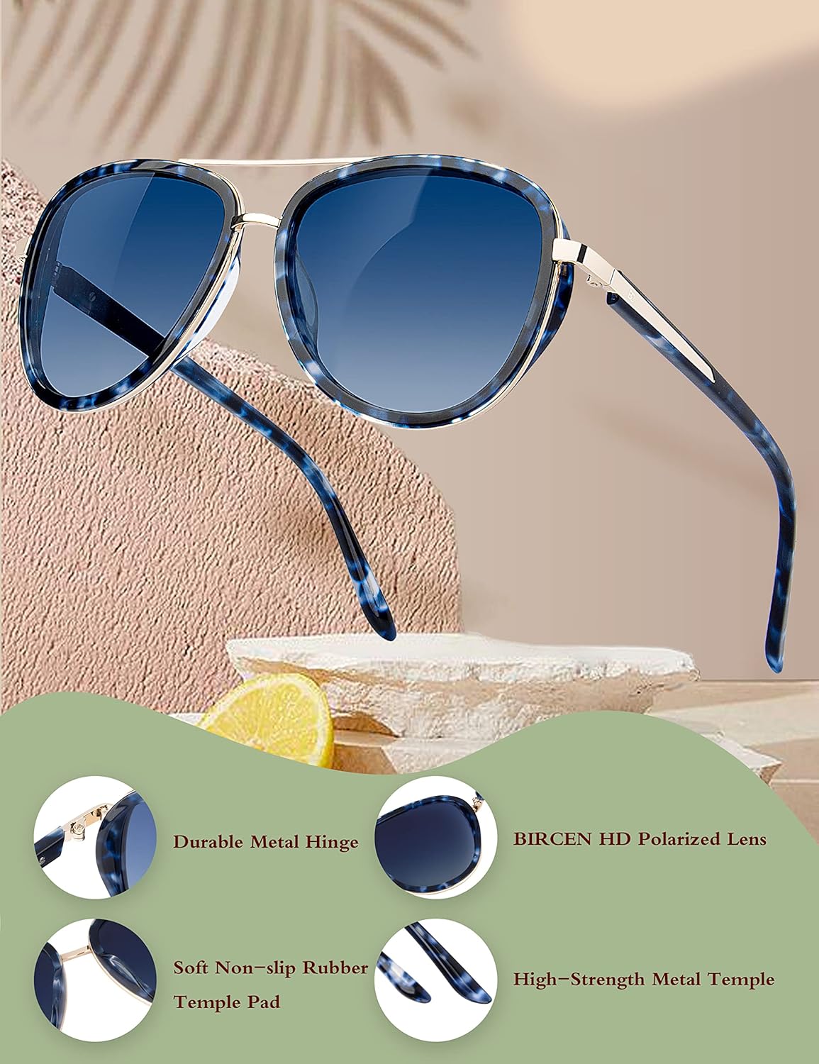 Polarized Sunglasses for Womens Retro Mirrored