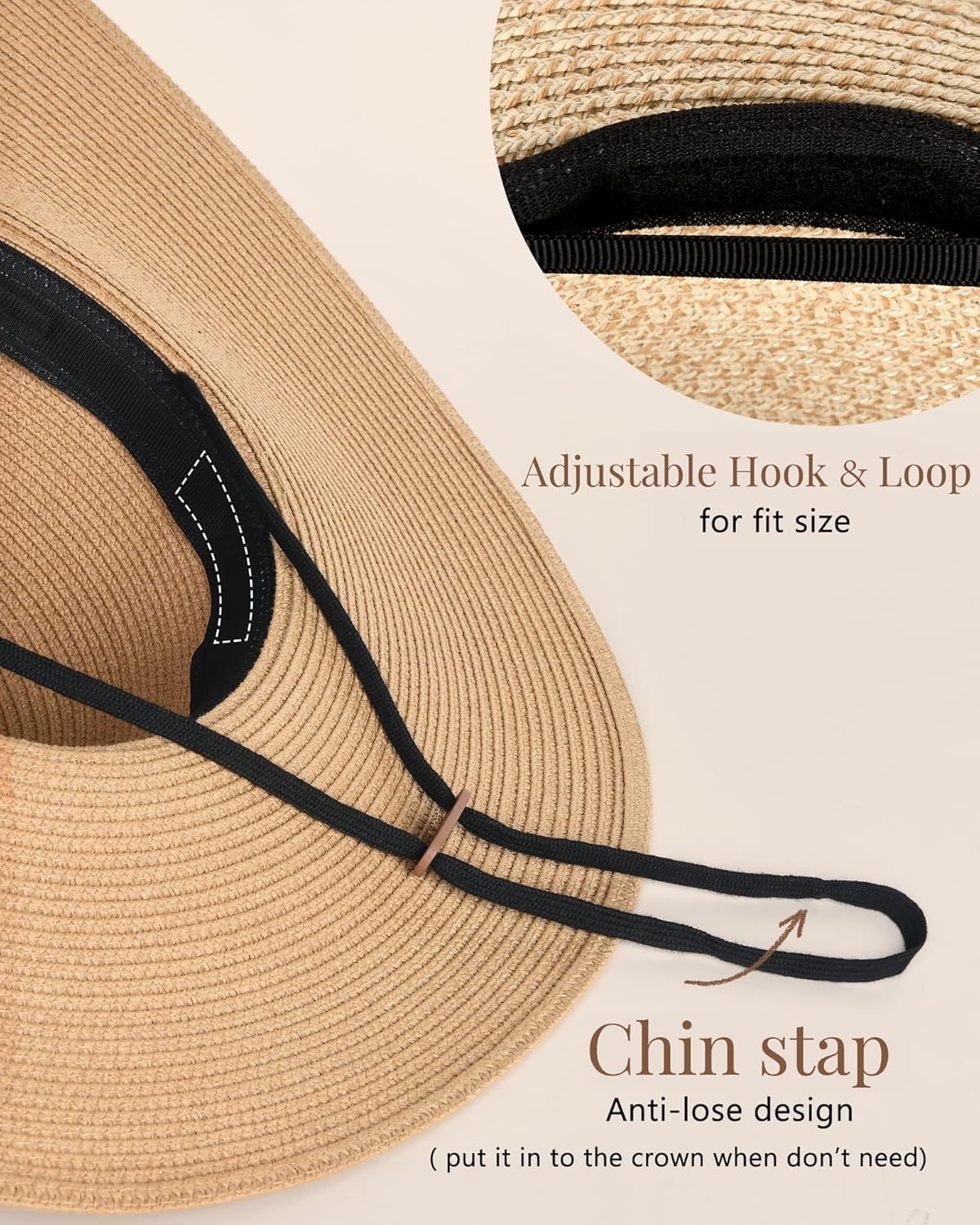 Womens Sun Straw Hat Wide Brim UPF 80 Summer Hat Foldable Packable Floppy Beach Hats for Women