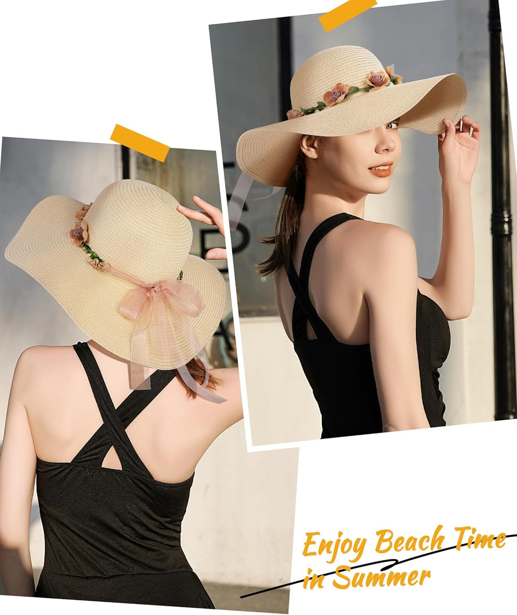 Beach Hats for Women. Wide Brim Sun Straw Hat for Women. Sun Hat UPF 50+ UV Protection