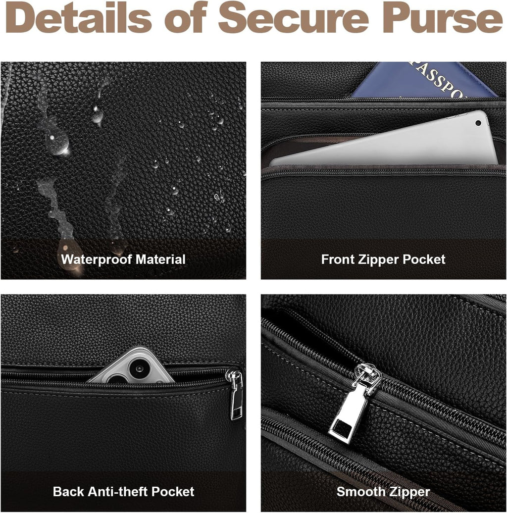 Anti-Theft Crossbody Purse for Women. Crossbody Shoulder Bag with Built-in Wallet & RFID Blocking for Travel Workout