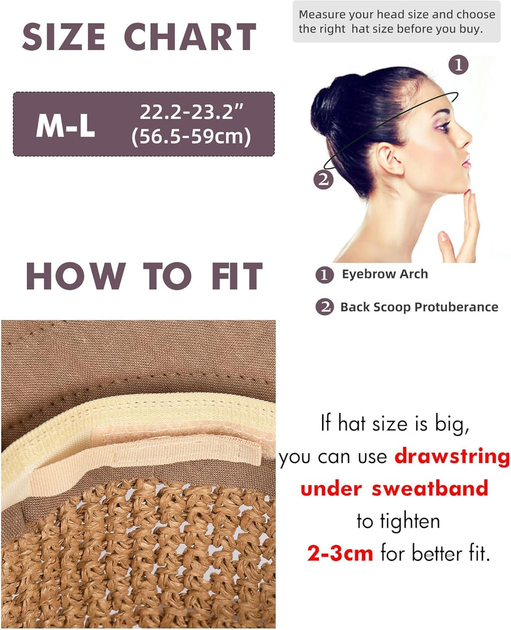 Summer Straw Beach Sun Hats for Women UPF 50 Floppy Wide Brim Travel Bucket Hat Foldable Packable