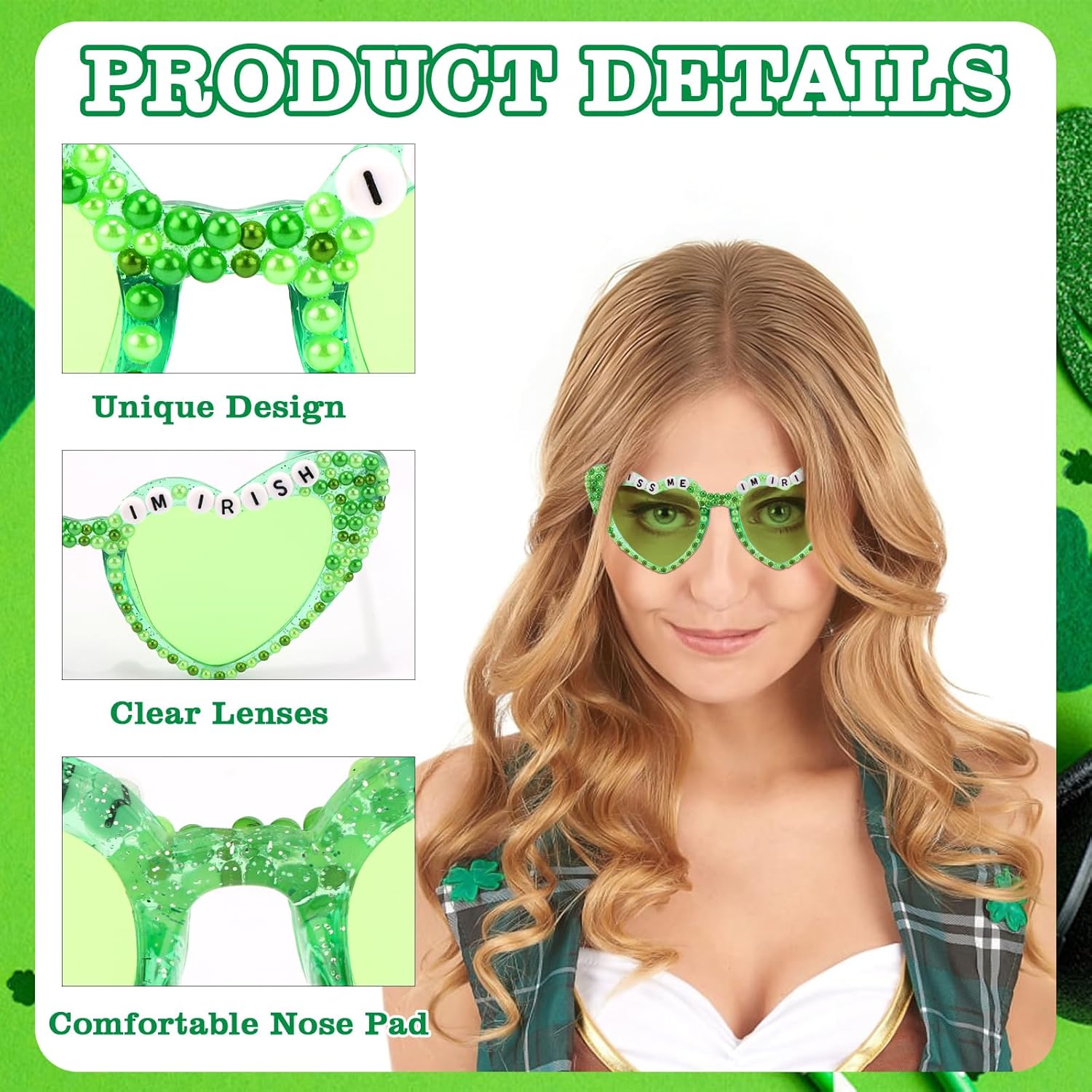 Green Heart-shaped Sunglasses for Women