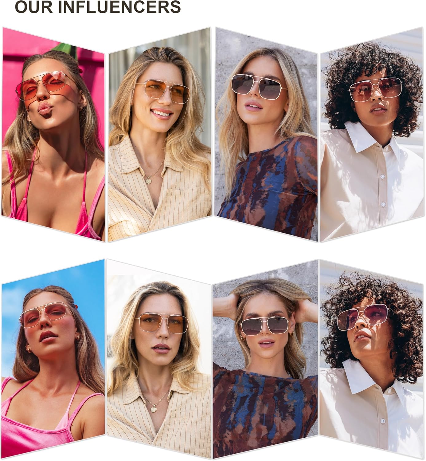 Trendy Square Aviator Sunglasses for Women Men