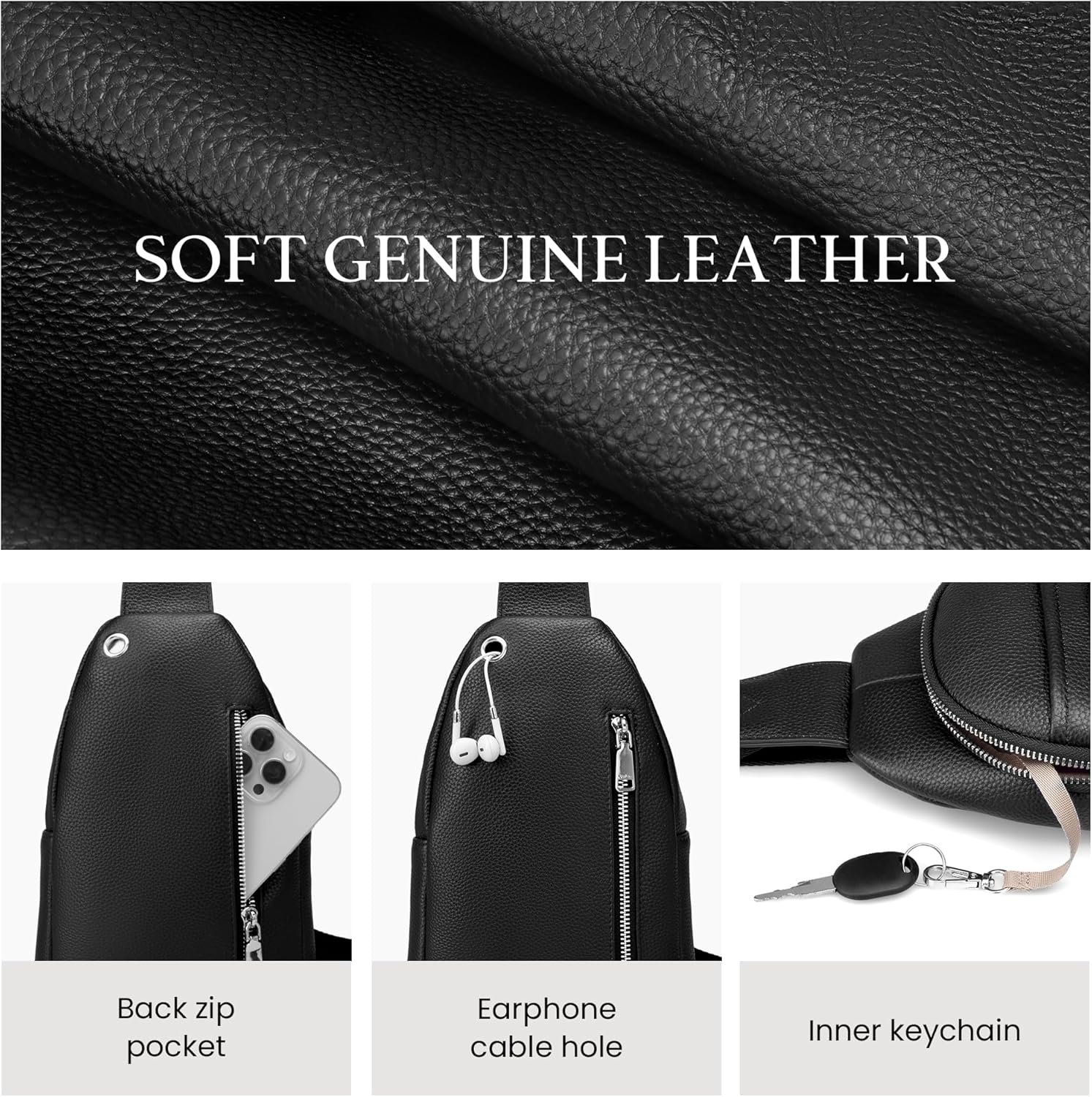 Genuine Leather Small Crossbody Sling Bags for Women Anti-Theft Fanny Packs Chest Bags Purse with Built in RFID Wallet