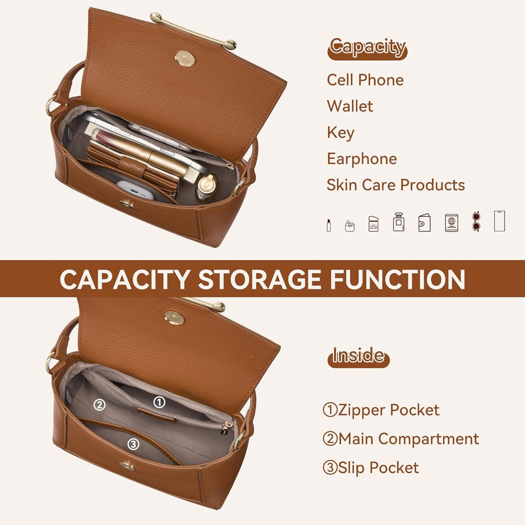 Crossbody Bags for Women Vegan Leather Small Purse with Top Handle Shoulder Handbags for Everyday Use