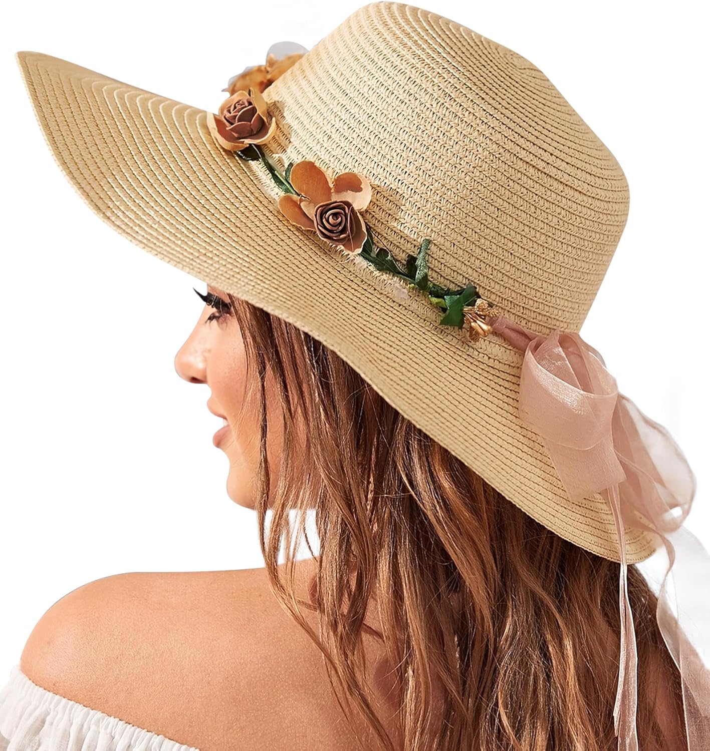 Beach Hats for Women. Wide Brim Sun Straw Hat for Women. Sun Hat UPF 50+ UV Protection