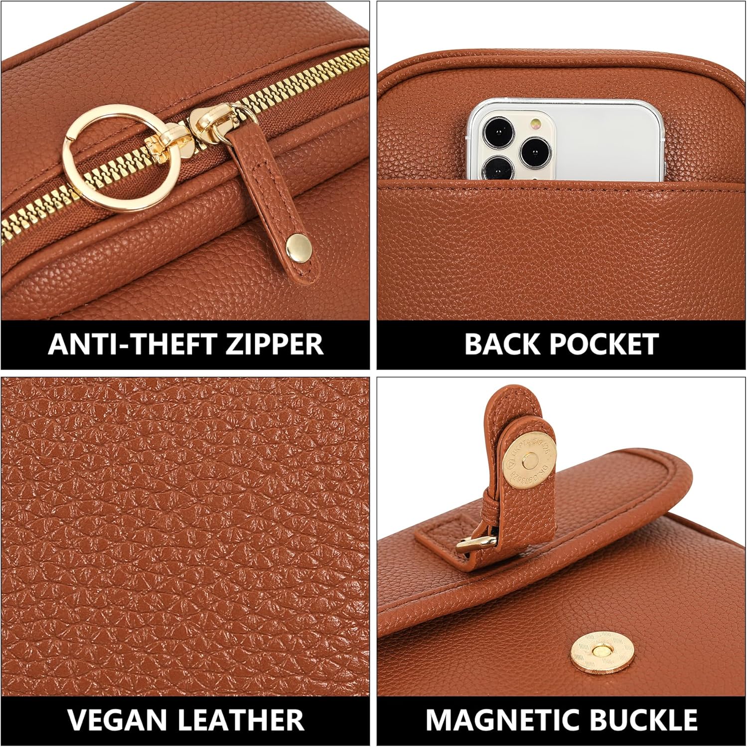 Small Crossbody Bags for Women Vegan Leather Messenger Purses. Vintage Wallet Anti Theft Shoulder Handbags with Card Slots