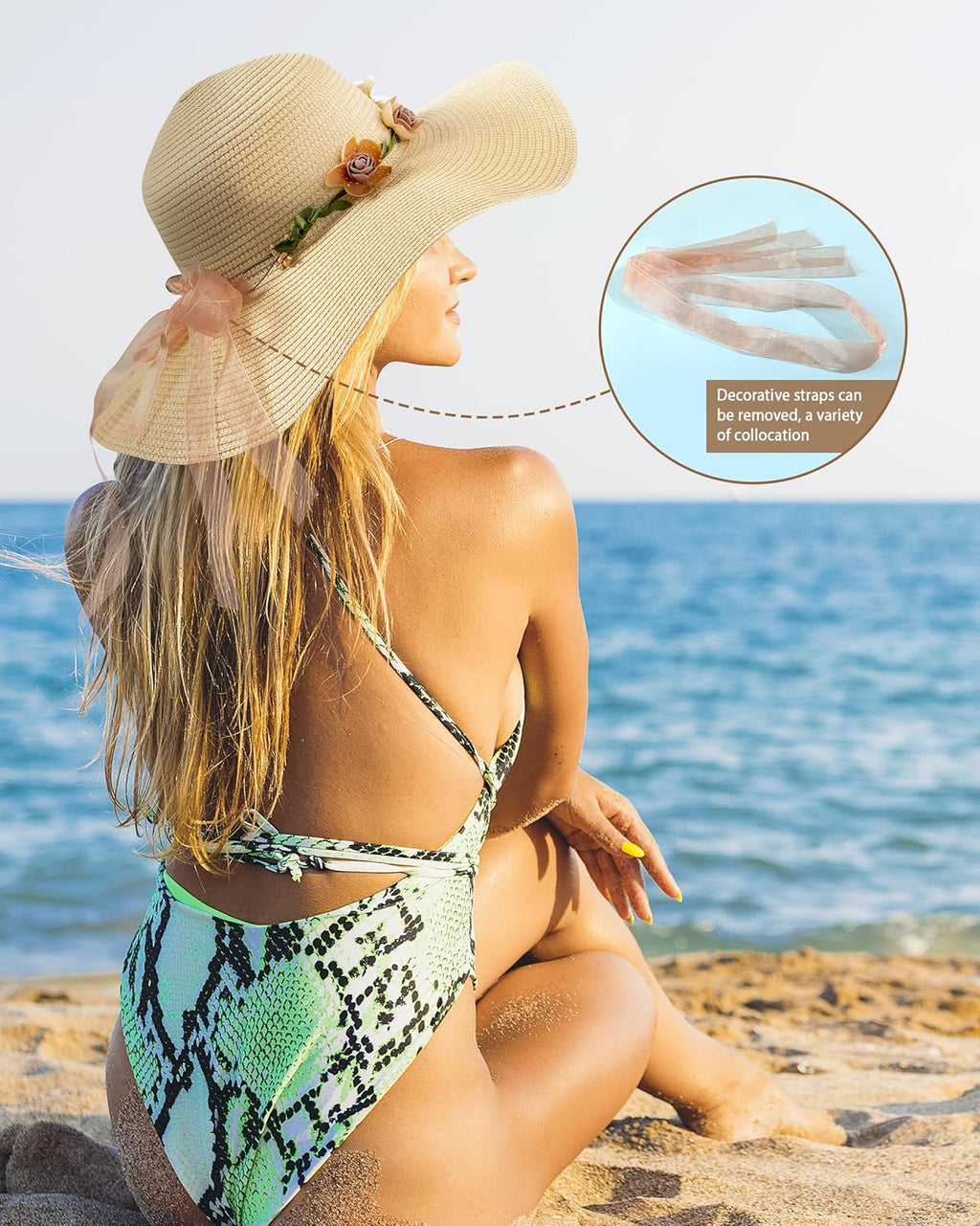 Beach Hats for Women. Wide Brim Sun Straw Hat for Women. Sun Hat UPF 50+ UV Protection