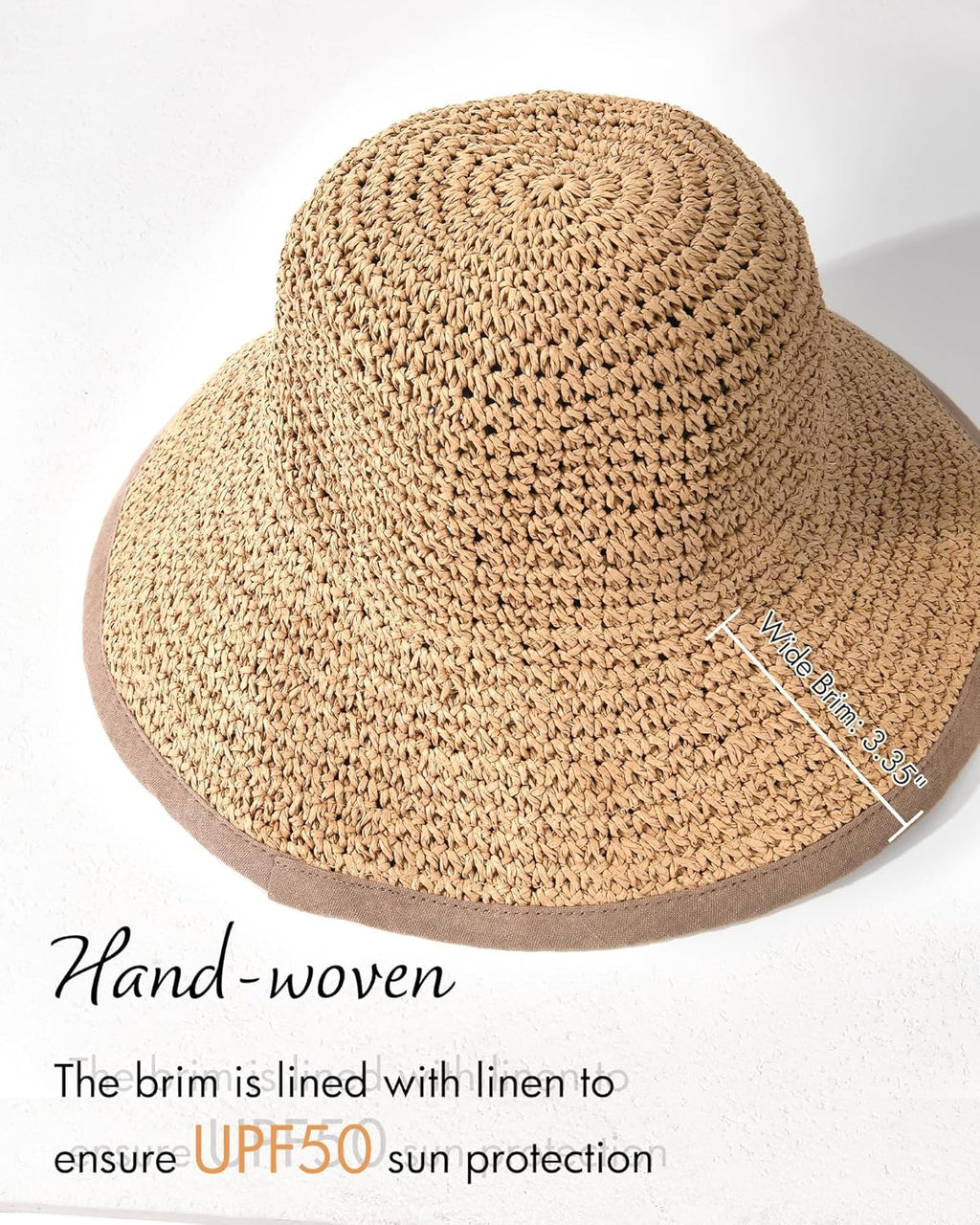 Summer Straw Beach Sun Hats for Women UPF 50 Floppy Wide Brim Travel Bucket Hat Foldable Packable