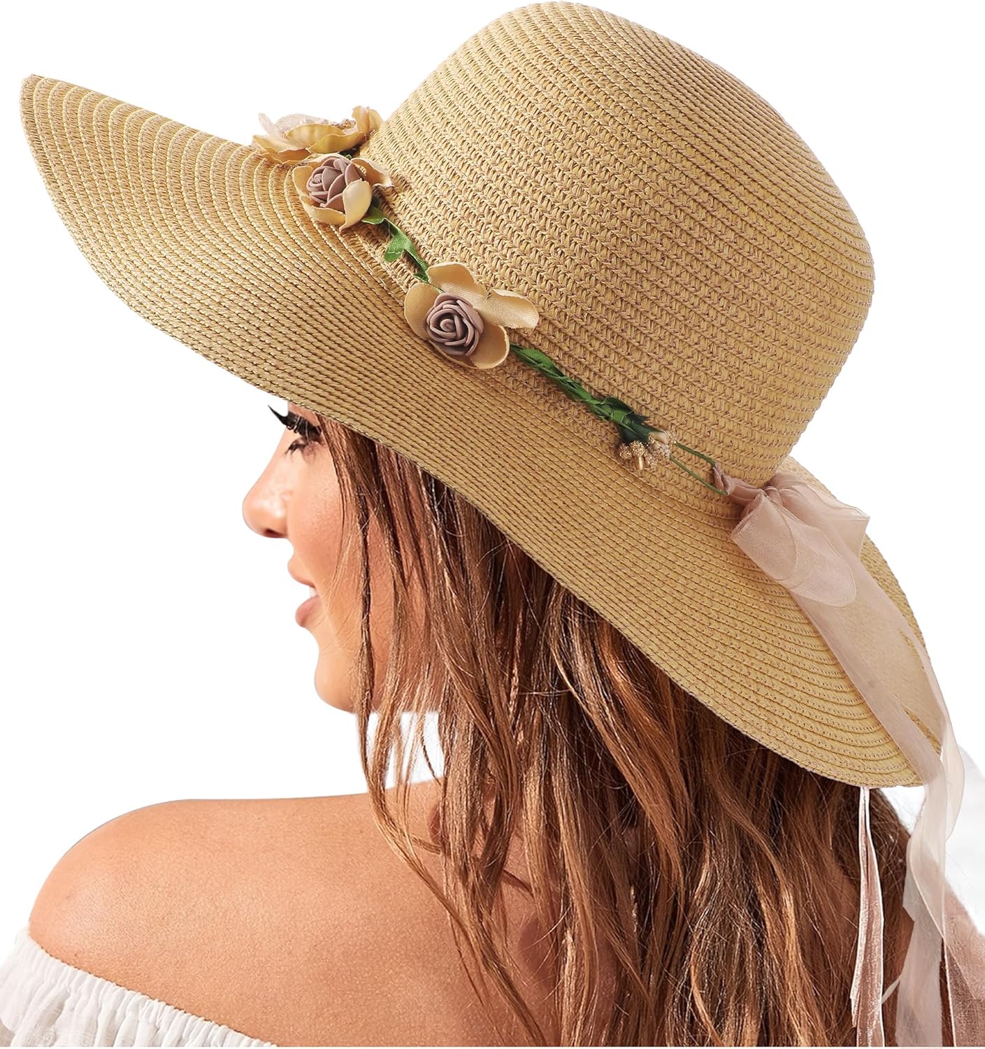 Beach Hats for Women. Wide Brim Sun Straw Hat for Women. Sun Hat UPF 50+ UV Protection